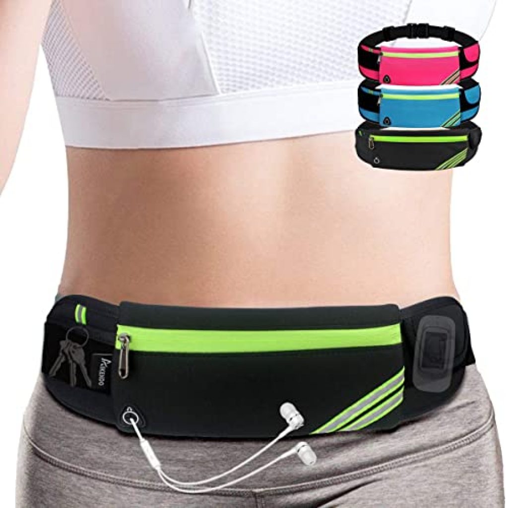 Athletic running belt with phone pocket