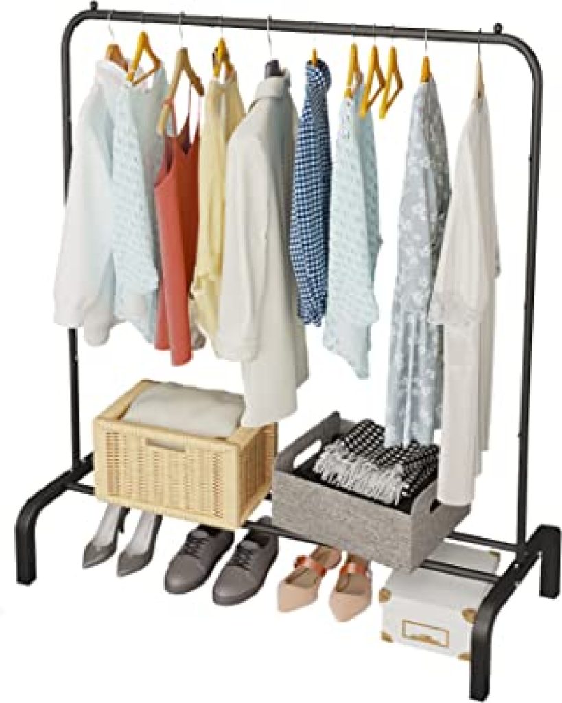 Clothing rack with tripod base