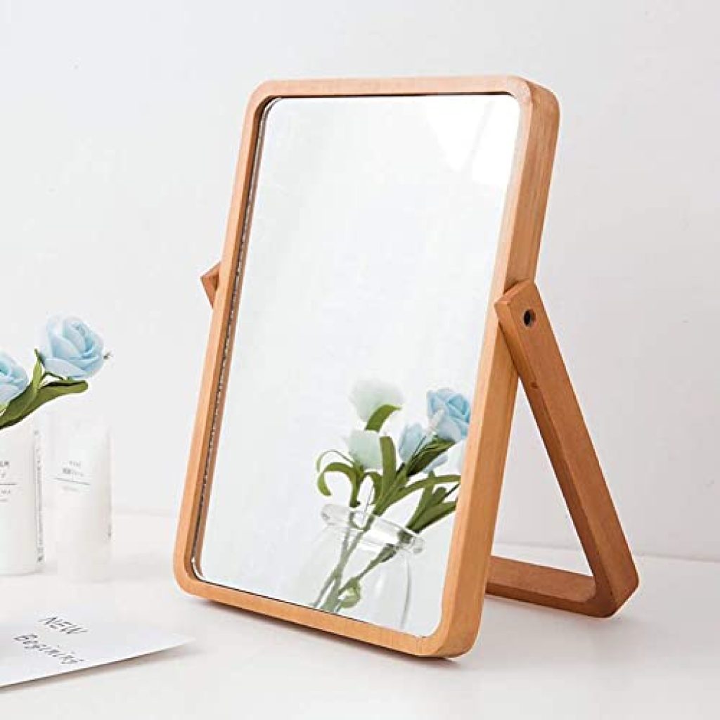 Flip mirror dressing table with storage