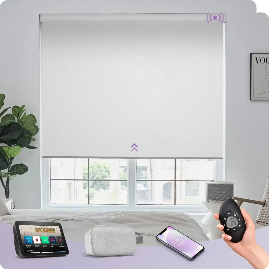 Graywind Motorized Roller Shades Work with Alexa Google Smart